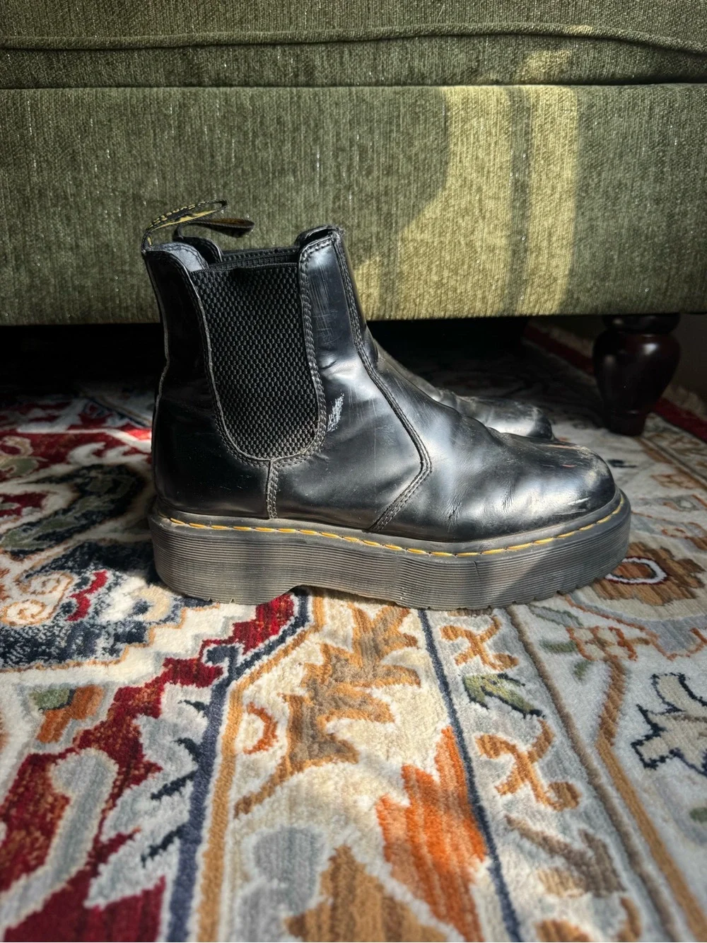Dr Martens 2976 Quad Black Leather Platform Chelsea Boots M9 W10 EU42